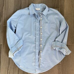 Evereve Blue Shirt with Contrast Trim